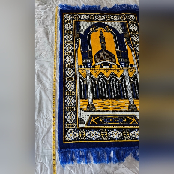 Tapestry Prayer Rug Mat, Made In Turkey, Blue, Yellow, NWOT - Picture 6 of 8
